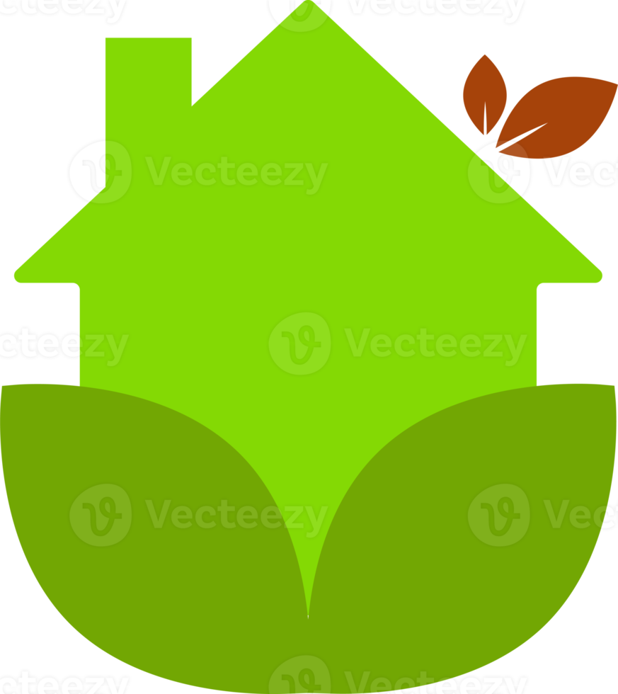 green home with leaf ecofriendly icon png