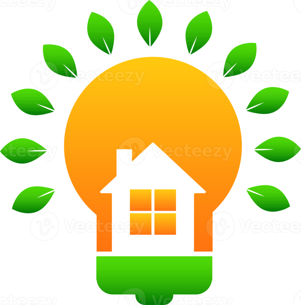 les feuilles et l'icône de l'énergie verte de l'ampoule png