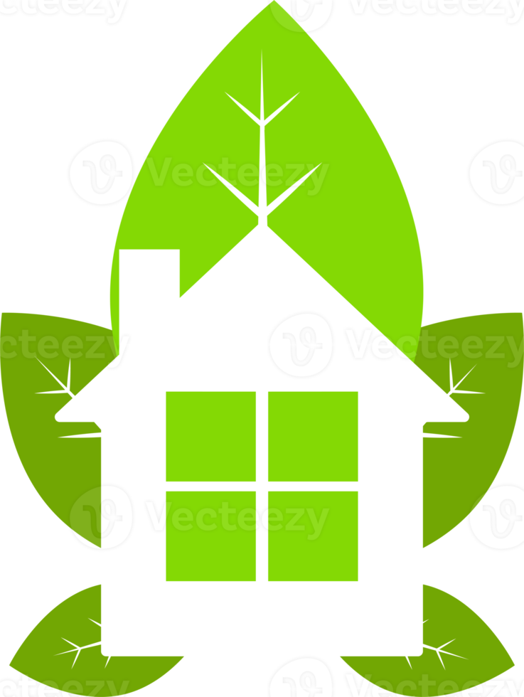 grön Hem med blad miljövänligt ikon png