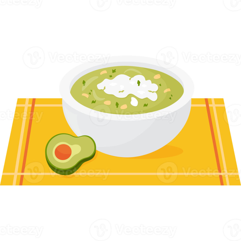 sopa mexicana verde tradicional con aguacate png