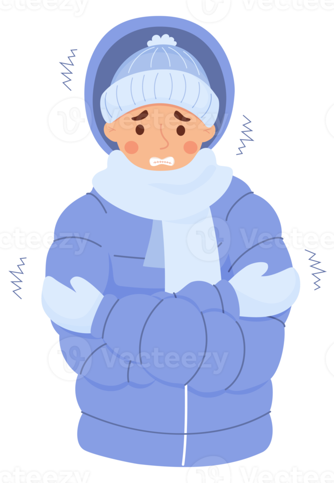 hombre con ropa de invierno congelada png