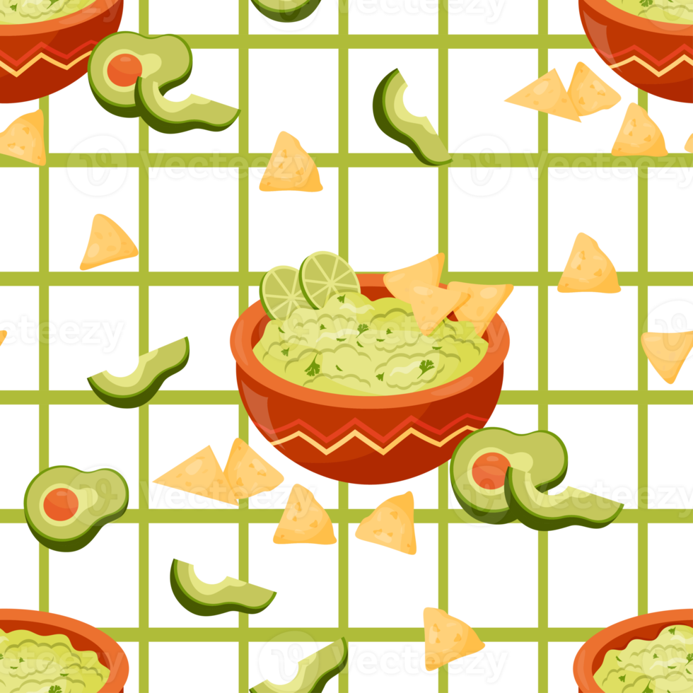 Seamless pattern with Mexican Guacamole png