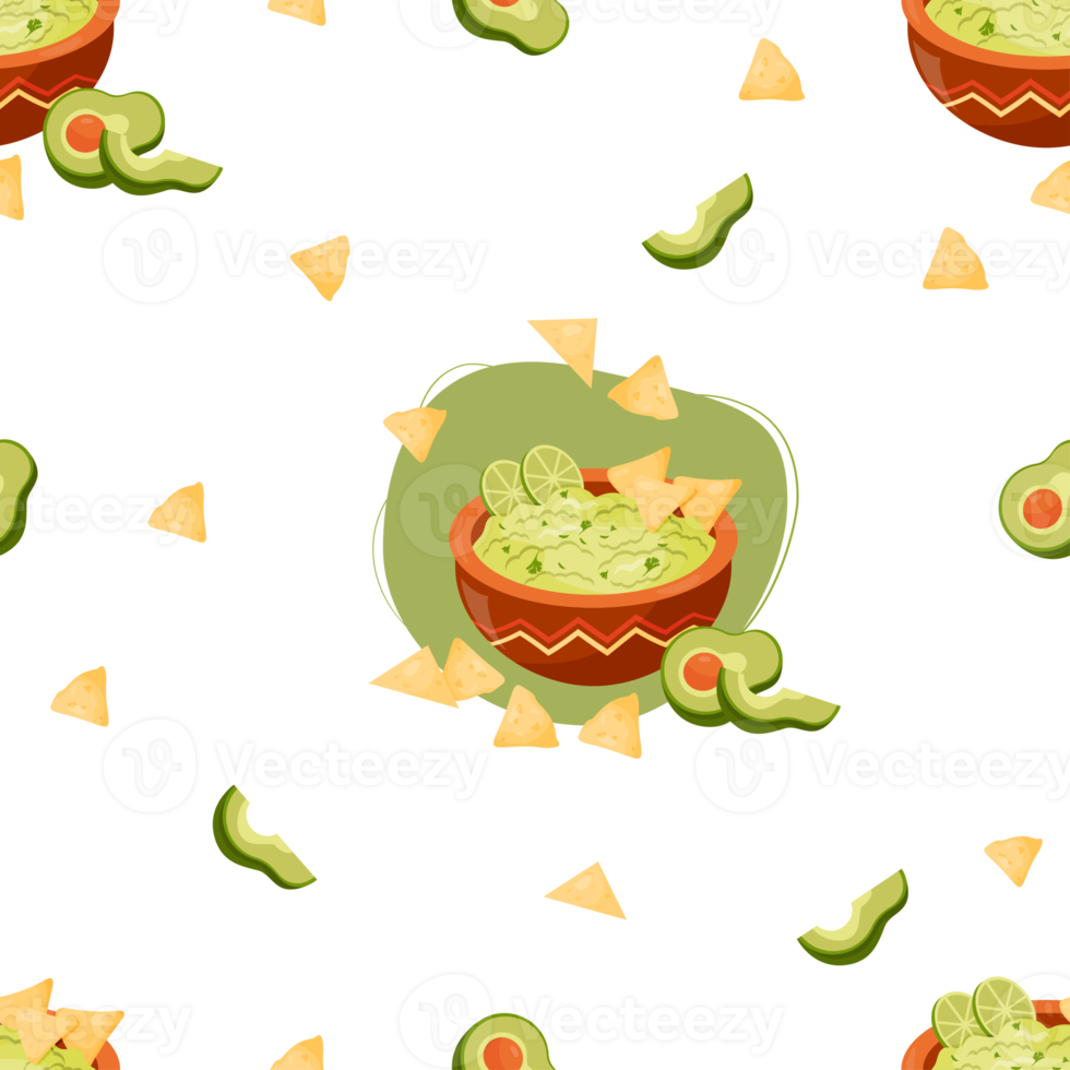 Seamless pattern with Mexican Guacamole png