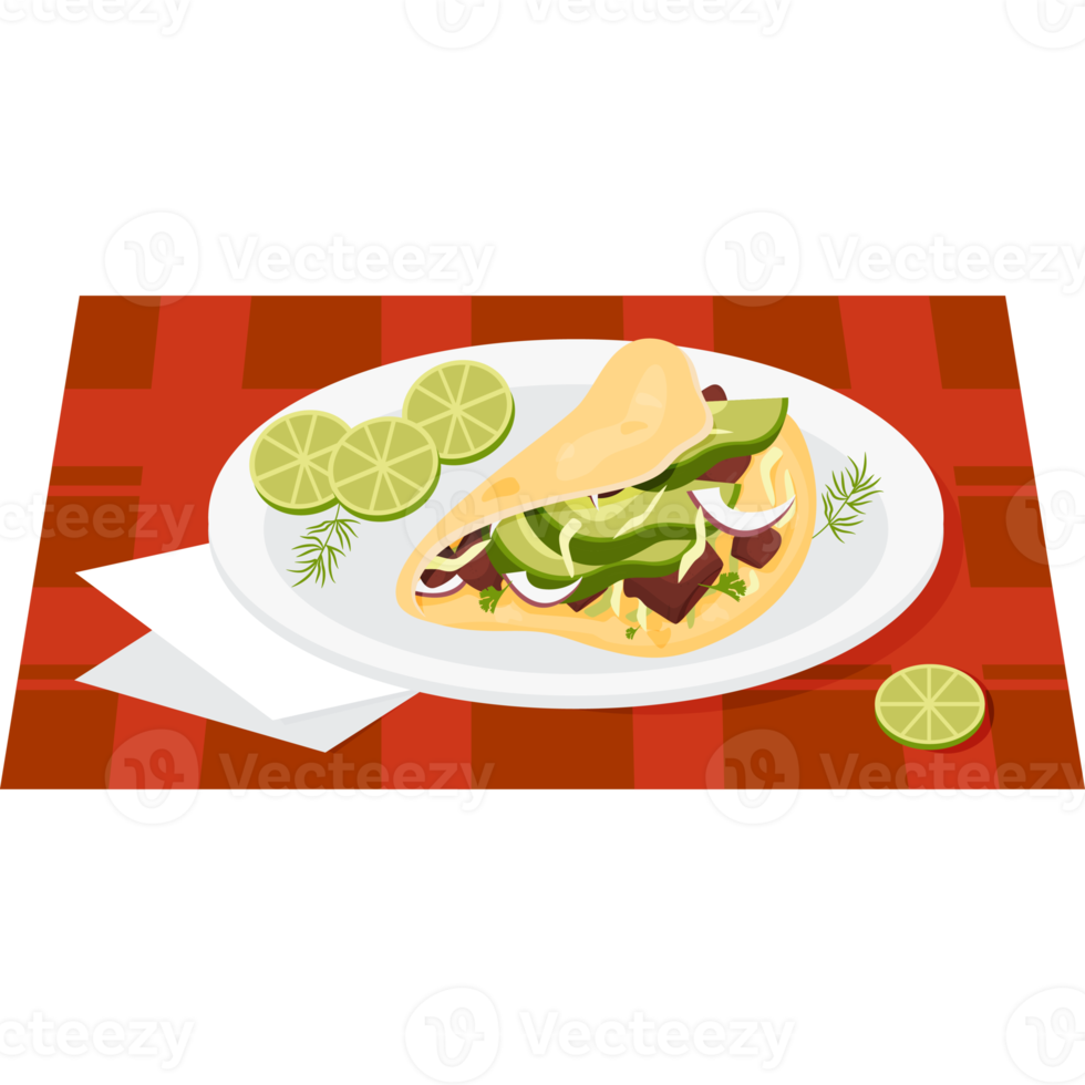 Mexican  tacos  on plate on tablecloth png