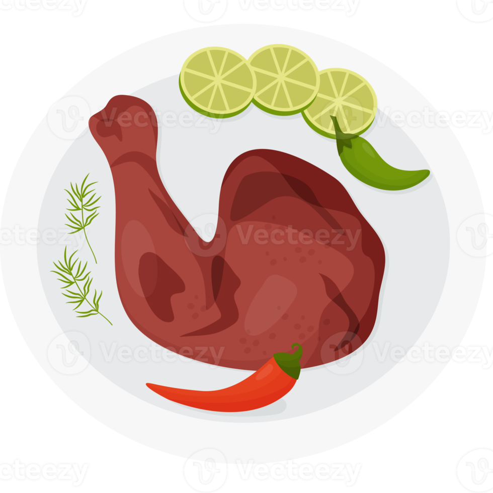 grilled chicken leg with chili pepper png