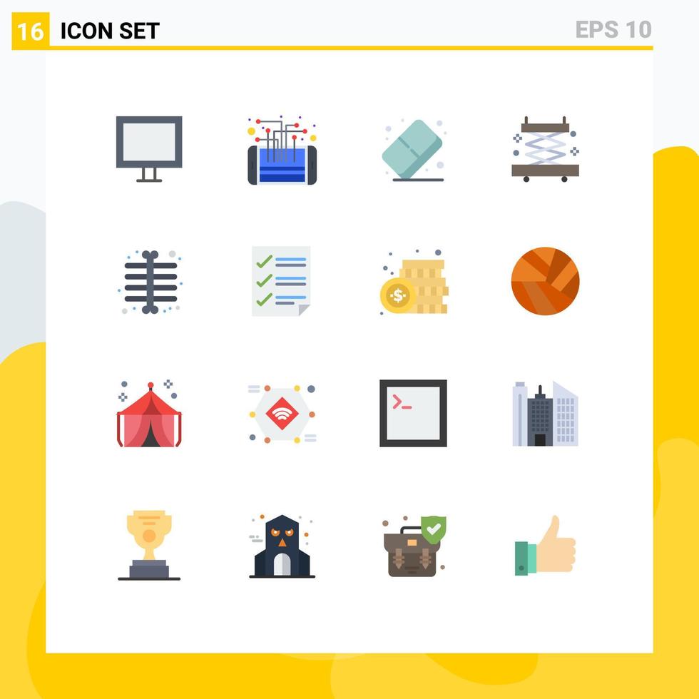 Group of 16 Flat Colors Signs and Symbols for ray tools smart industry