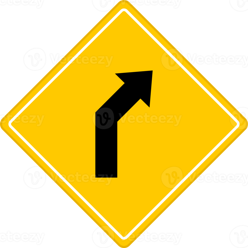 Curve yellow road sign or traffic sign. Street symbol illustration. png