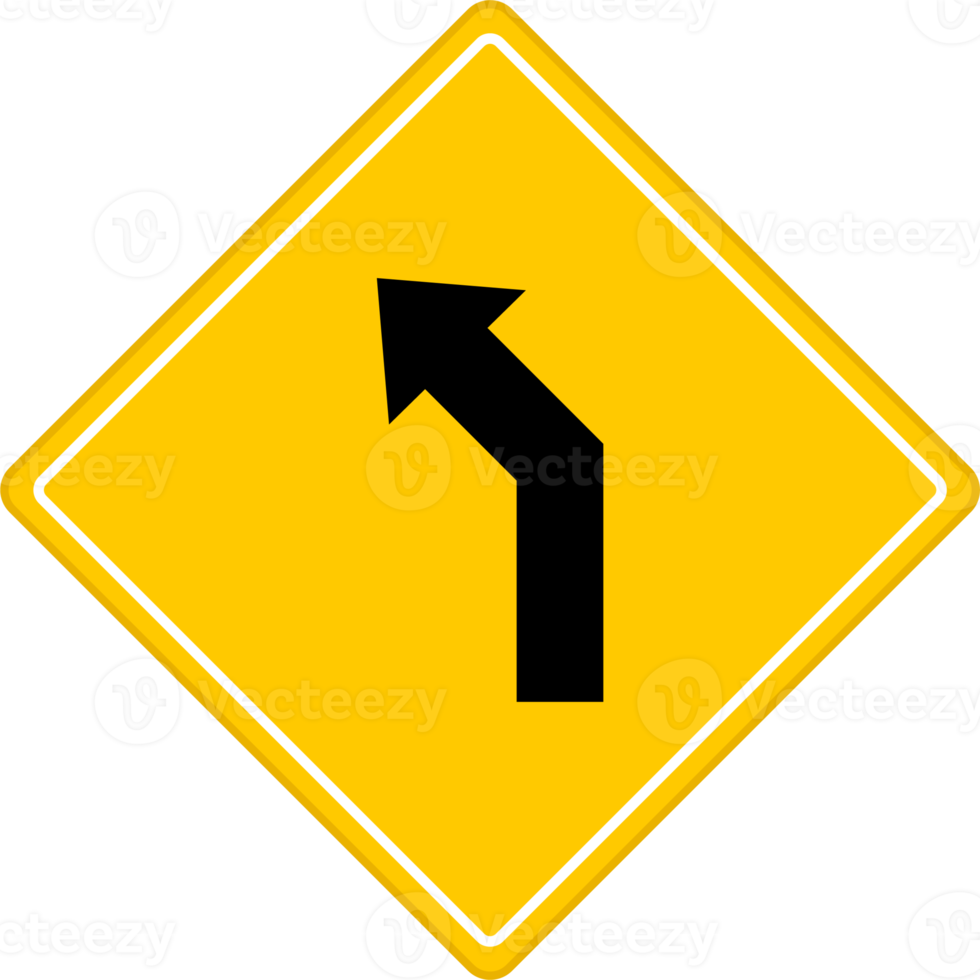 Kurve gelbes Straßenschild oder Verkehrszeichen. Abbildung des Straßensymbols. png