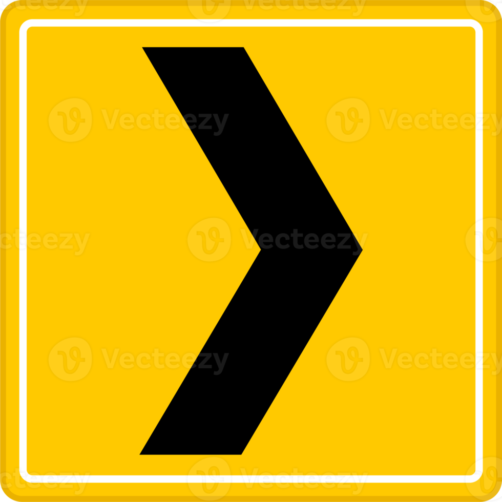 Right direction yellow road sign or traffic sign. Street symbol illustration. png