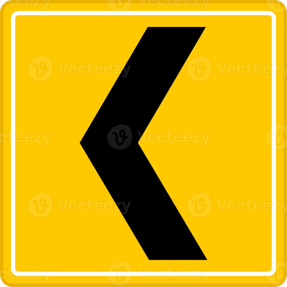 Left direction yellow road sign or traffic sign. Street symbol illustration. png