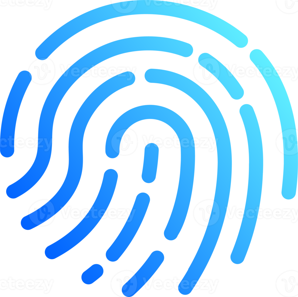 Touch id icon illustration in gradient colors. Fingerprint sign for security interface. png