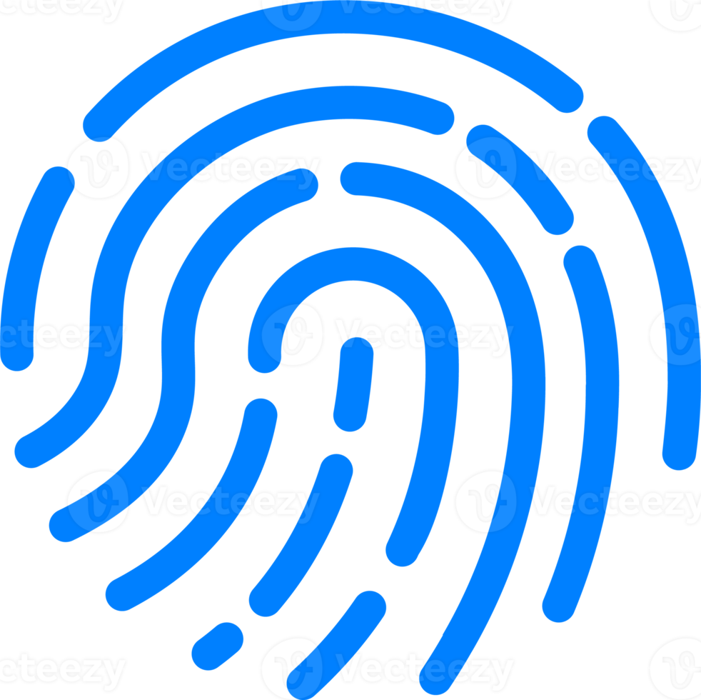 toque la ilustración del icono de identificación en colores azules. signo de huella digital para interfaz de seguridad. png