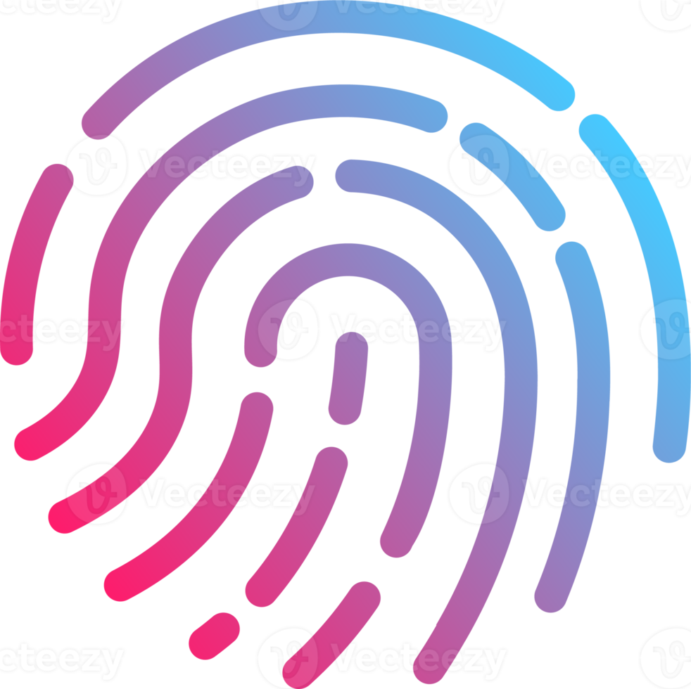 Touch id icon illustration in gradient colors. Fingerprint sign for security interface. png