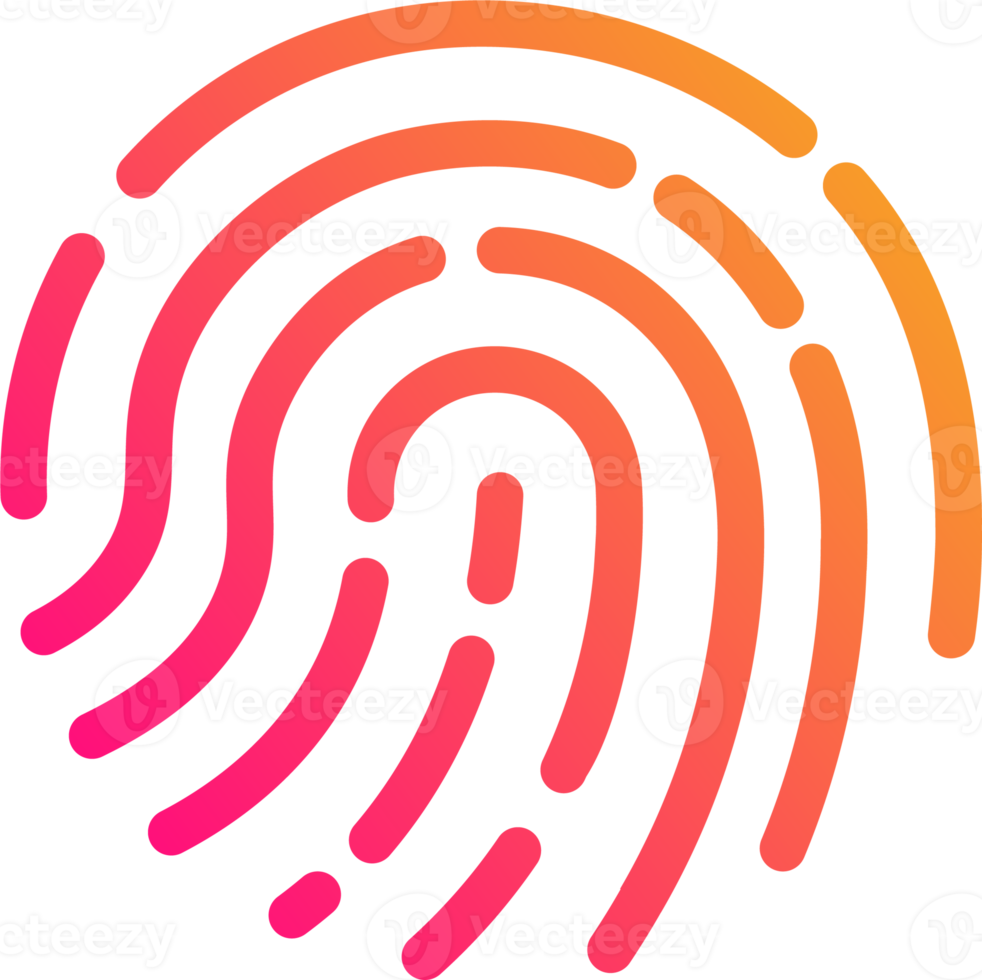 toque na ilustração do ícone de identificação em cores gradientes. sinal de impressão digital para interface de segurança. png