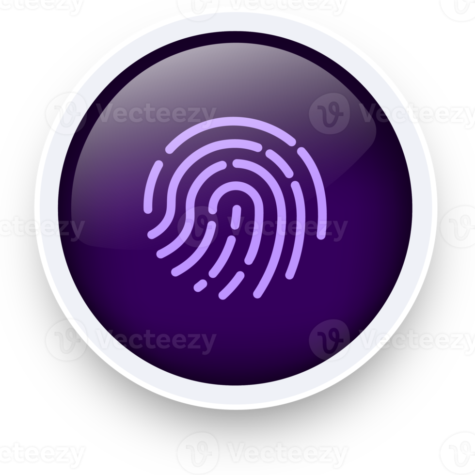 toque na ilustração do ícone de identificação no estilo de design realista. sinal de impressão digital para interface de segurança. png