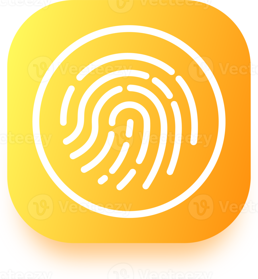 toque la ilustración del icono de identificación en estilo de diseño plano. signo de huella digital para interfaz de seguridad. png