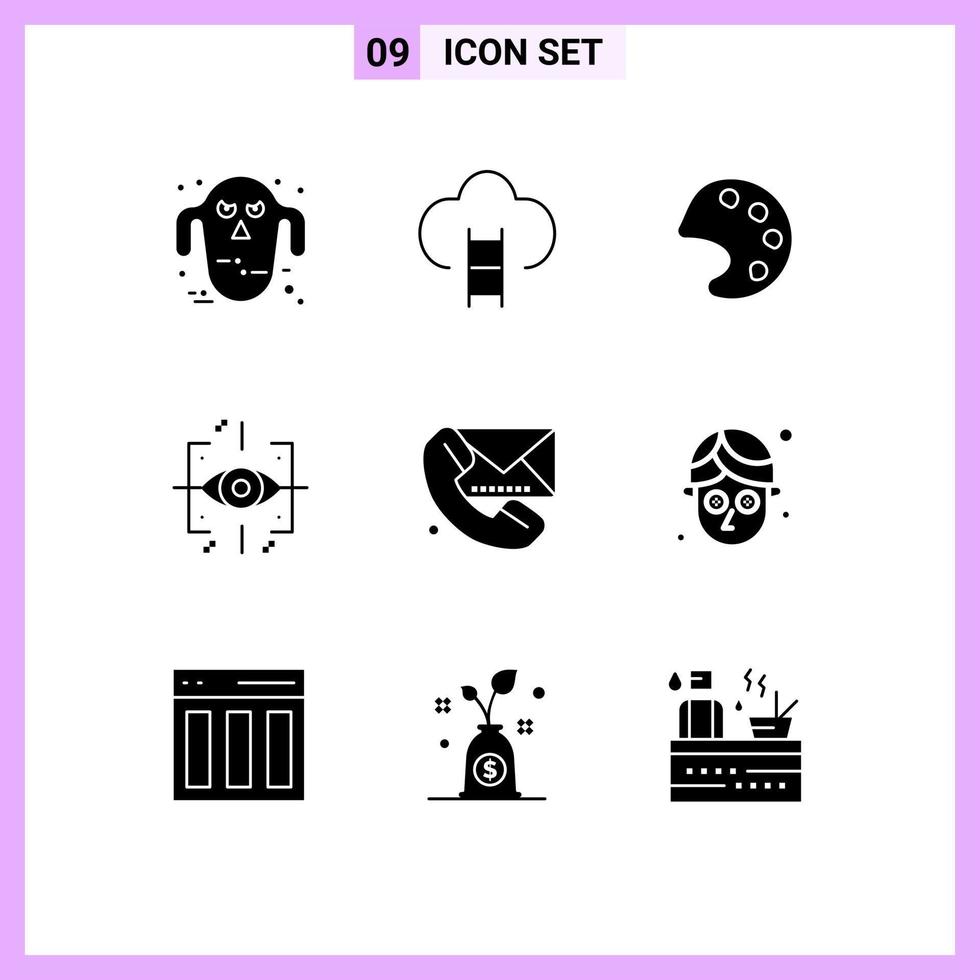 User Interface Pack of 9 Basic Solid Glyphs of contact gen prize future advanced Editable Vector Design Elements