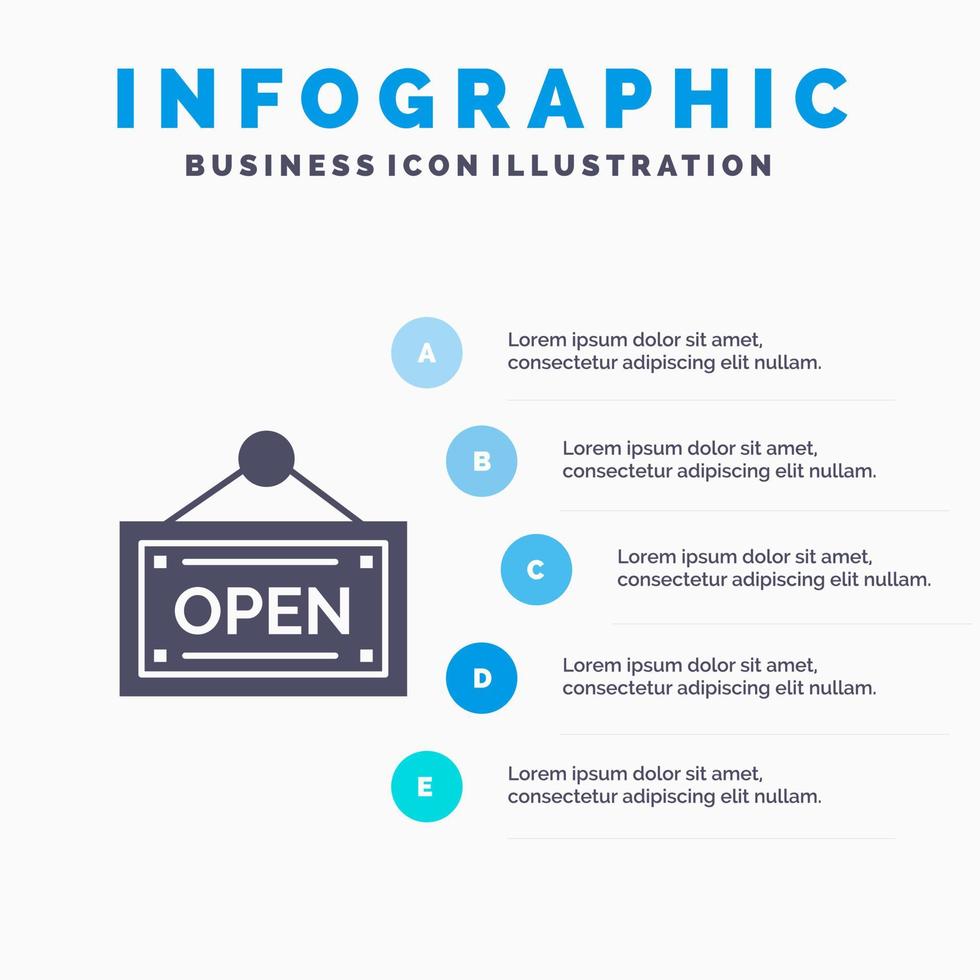 plantilla de presentación de infografías de tablero de tienda abierta presentación de 5 pasos vector