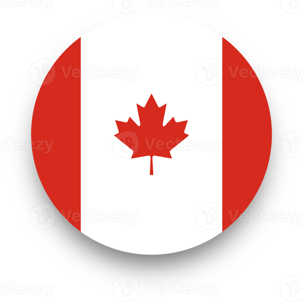 Official flag of Canada in circle shape. Nation flag illustration. png