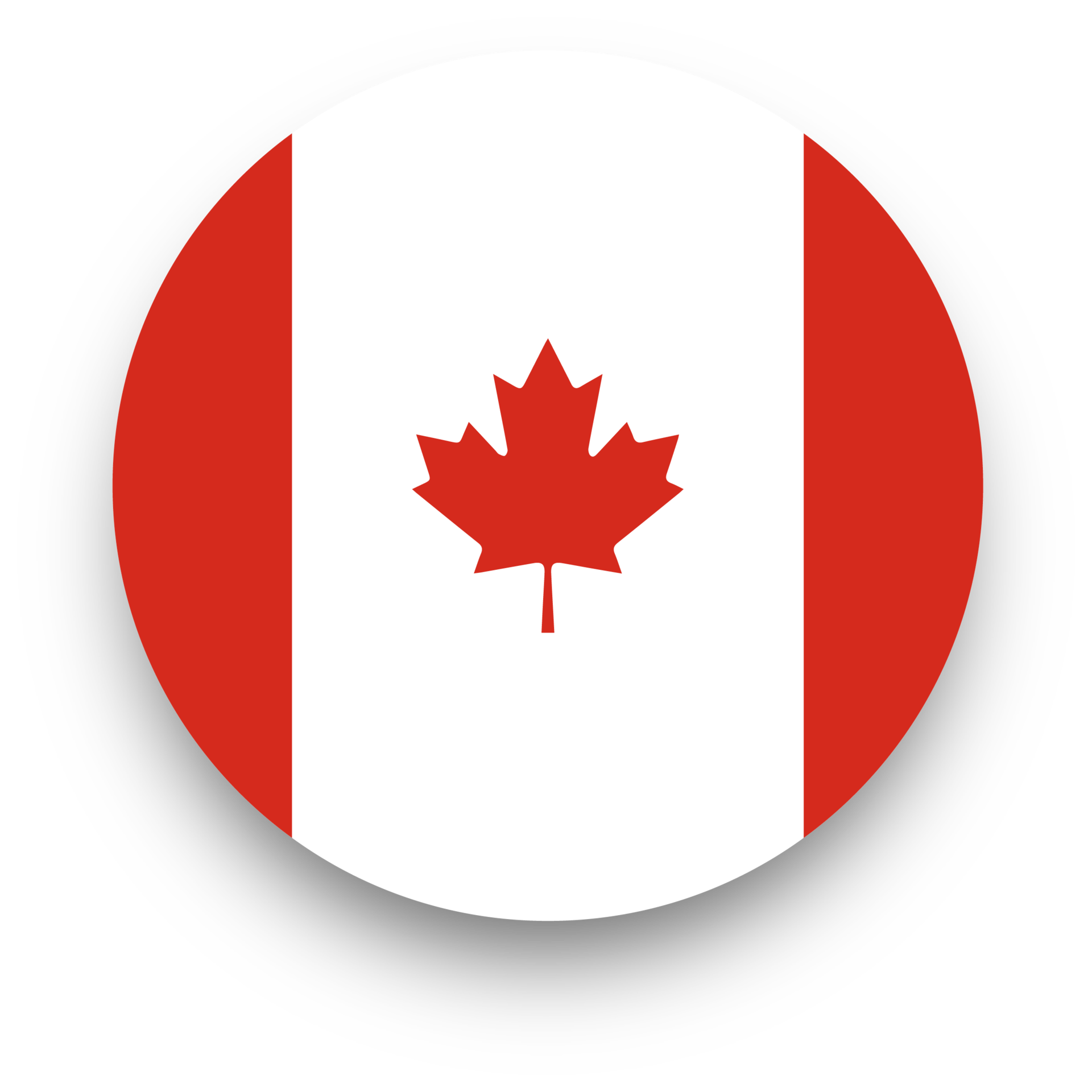 Official flag of Canada in circle shape. Nation flag illustration ...