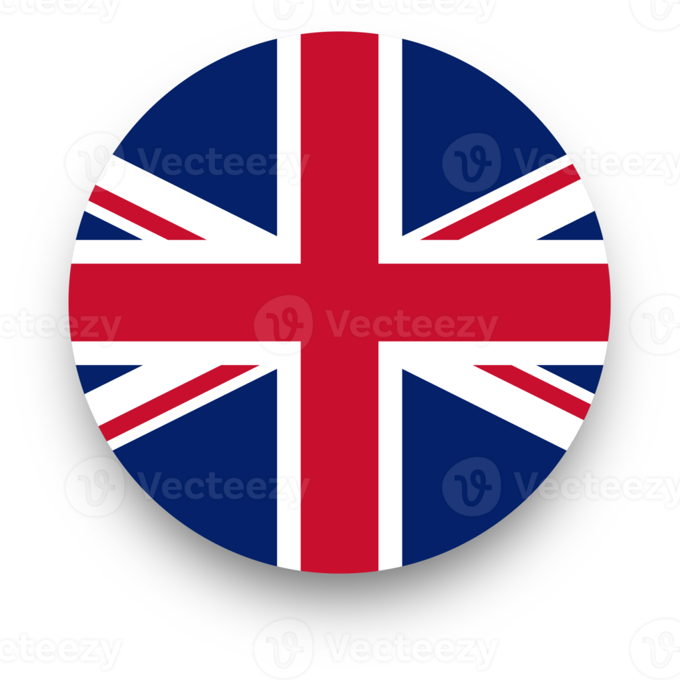 Official flag of United kingdom in circle shape. Nation flag illustration. png