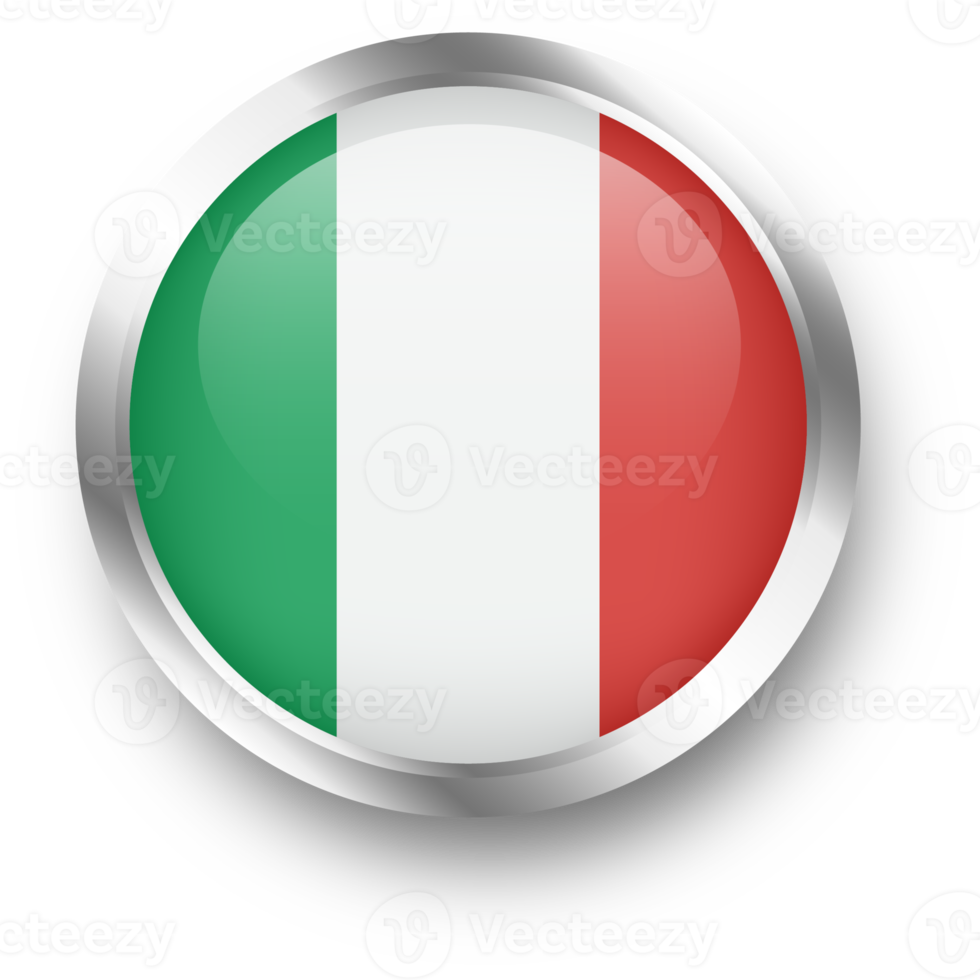 bandera oficial de italia en forma de círculo plateado. ilustración de la bandera de la nación. png