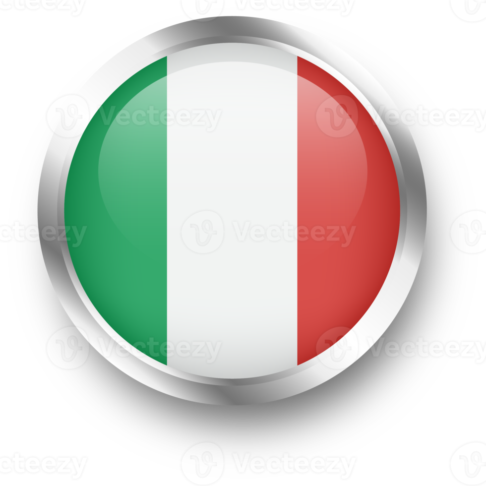 Official flag of Italy in silver circle shape. Nation flag illustration. png