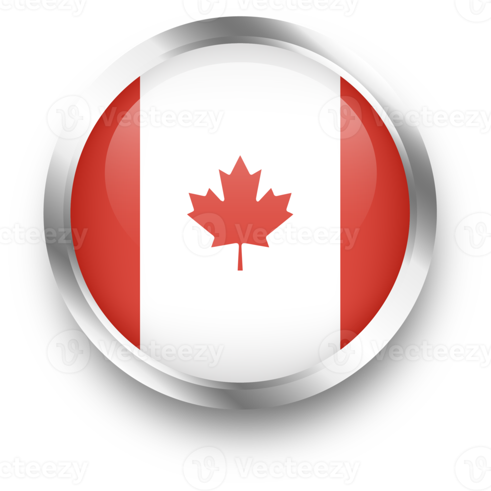 Official flag of Canada in silver circle shape. Nation flag illustration. png