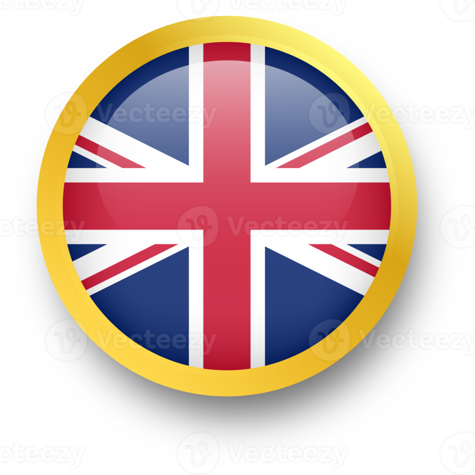 offizielle Flagge des Vereinigten Königreichs in goldener Kreisform. Illustration der Nation-Flagge. png