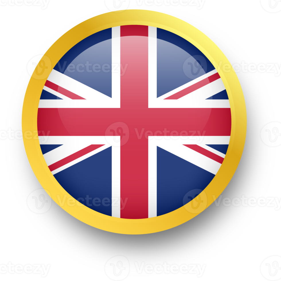 Official flag of United kingdom in golden circle shape. Nation flag illustration. png