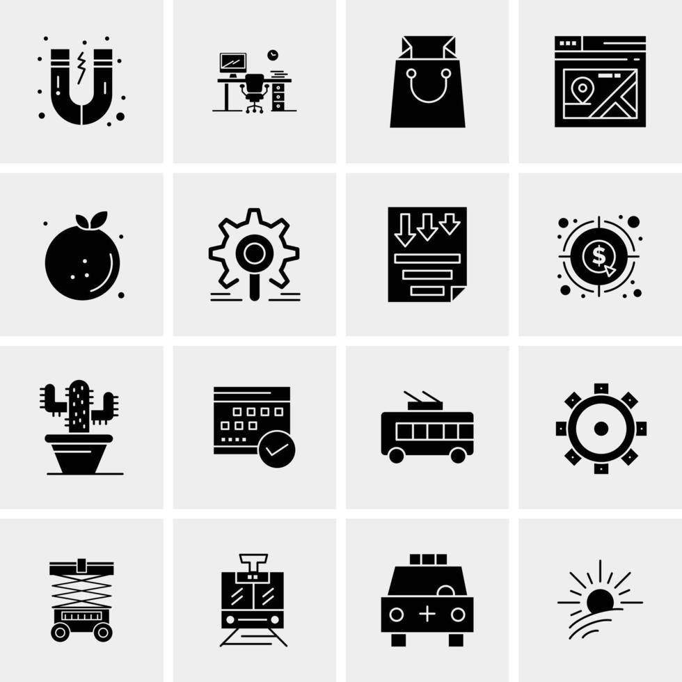 16 iconos de negocios universales vector ilustración de icono creativo para usar en proyectos relacionados con la web y dispositivos móviles