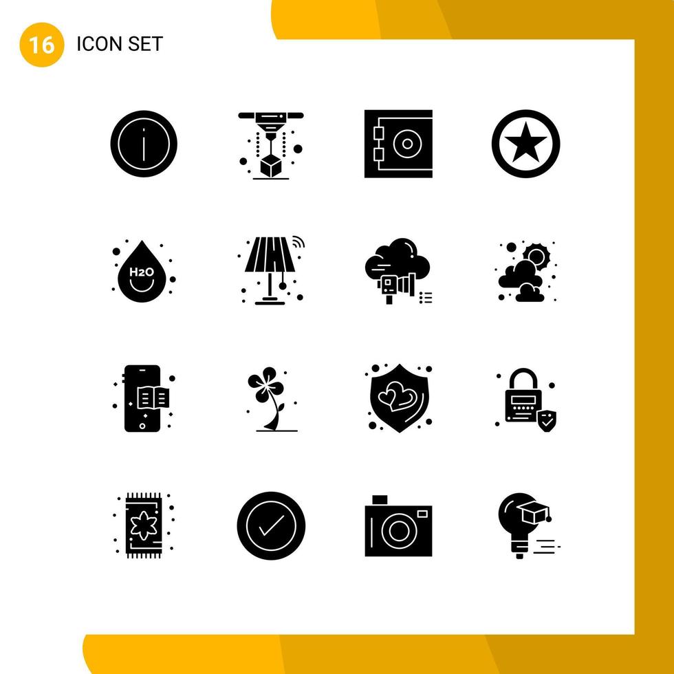 Set of 16 Modern UI Icons Symbols Signs for beverage military rank laser medal badge Editable Vector Design Elements