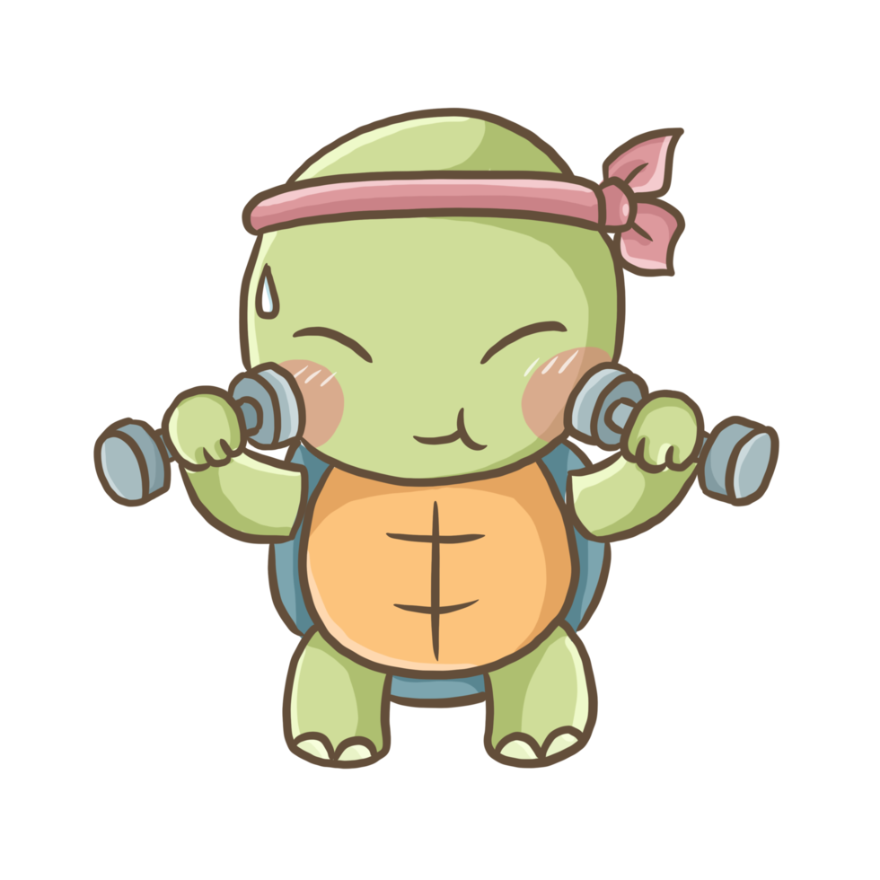 schildkröte übung cartoon gekritzel kawaii anime malseite niedlich illustration zeichnung clipart charakter chibi manga comics png