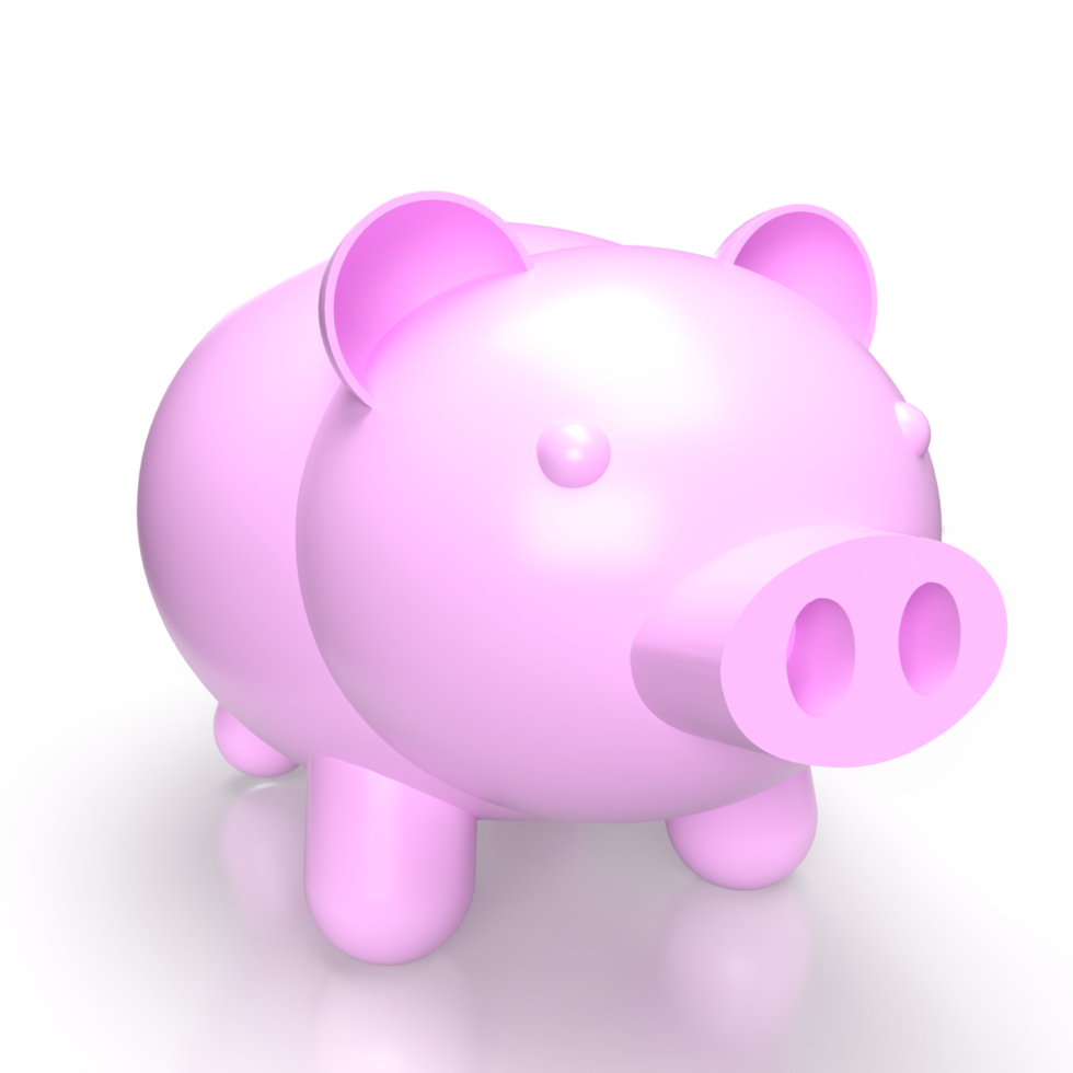 The pink piggy bank 3d rendering png