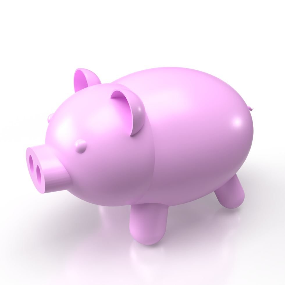 The pink piggy bank 3d rendering png