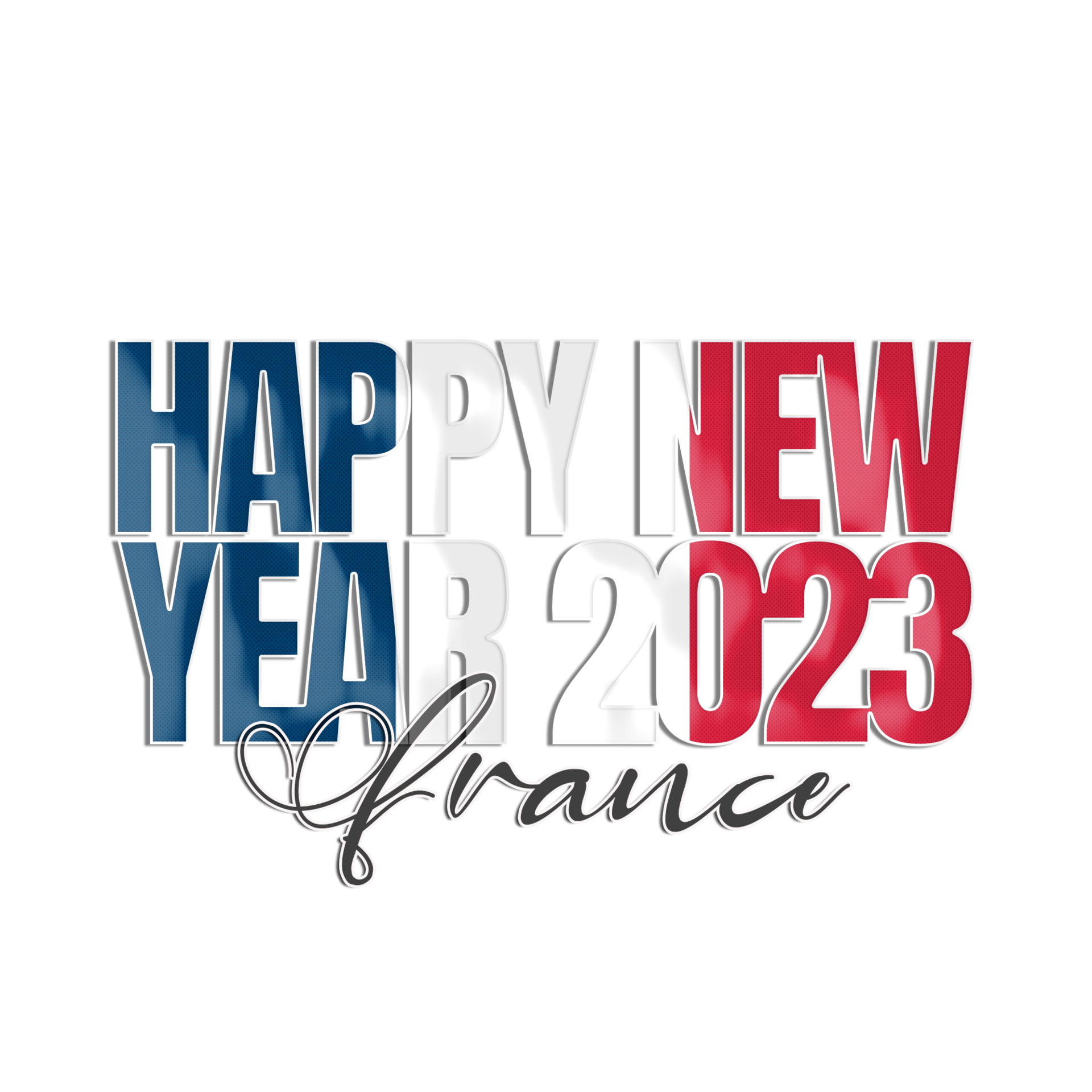 Happy New Year 2023 France flag 15699069 PNG