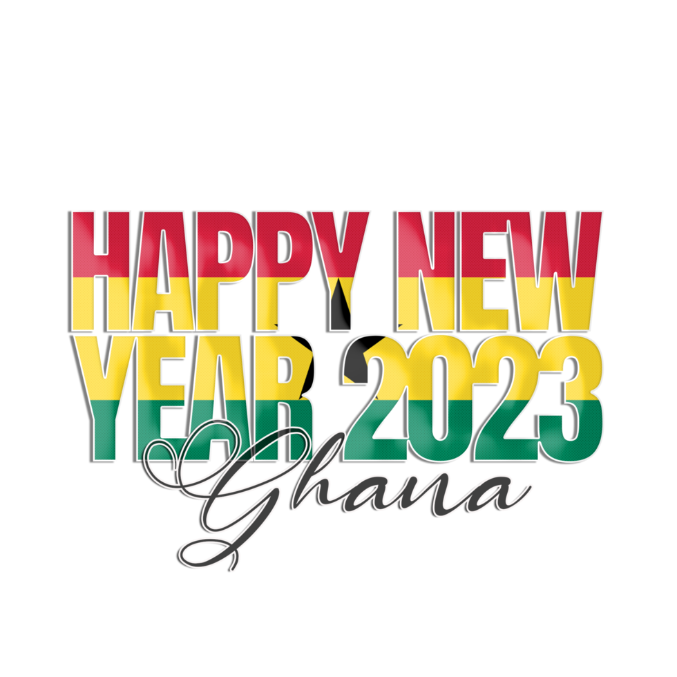 feliz año nuevo 2023 bandera de ghana png