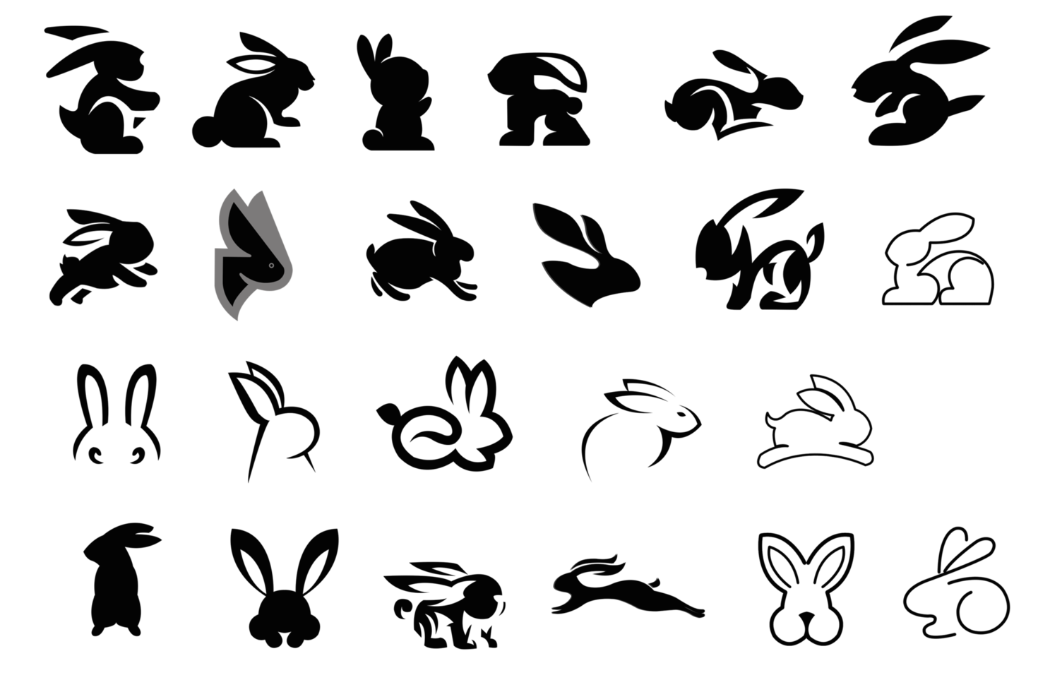 The set of Hare or Rabbit icon collection png