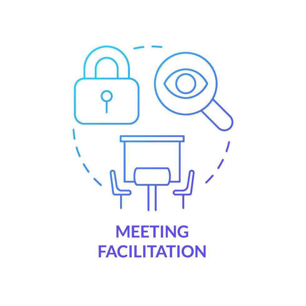 Meeting facilitation blue gradient concept icon. Organization and support. Conference norm abstract idea thin line illustration. Isolated outline drawing. vector