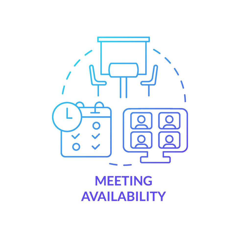 Meeting availability blue gradient concept icon. Communication. Work location and schedule abstract idea thin line illustration. Isolated outline drawing. vector