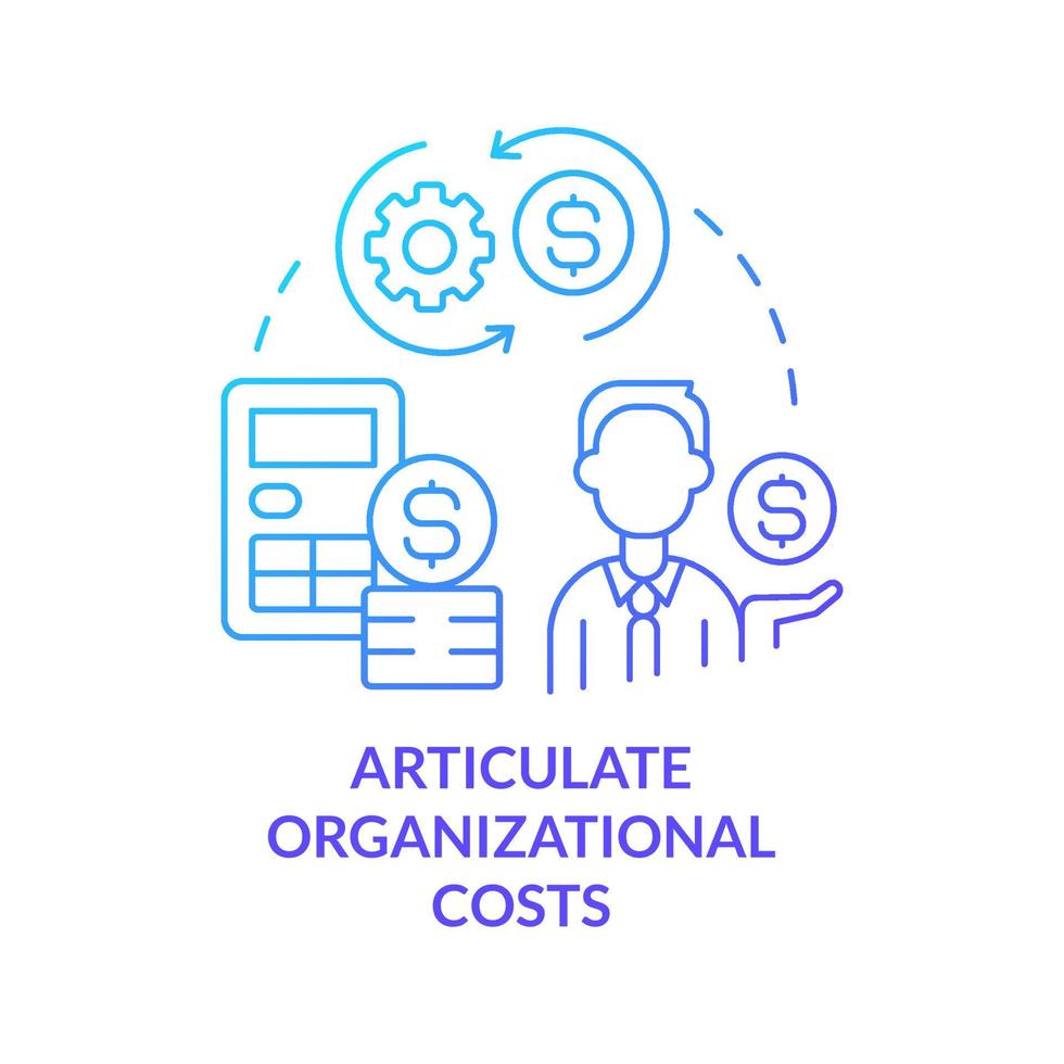 Articulate organizational costs blue gradient concept icon. Financial benefits. Step to transformation abstract idea thin line illustration. Isolated outline drawing. vector