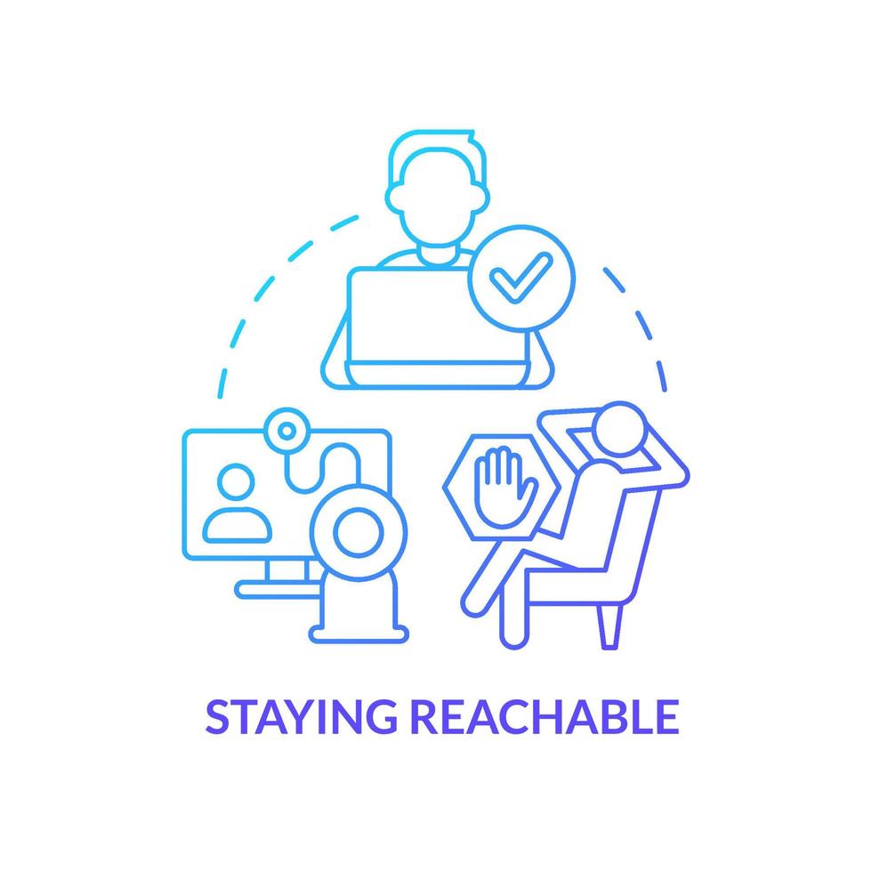 Staying reachable blue gradient concept icon. Teamwork process. Workplace locations and planning abstract idea thin line illustration. Isolated outline drawing. vector