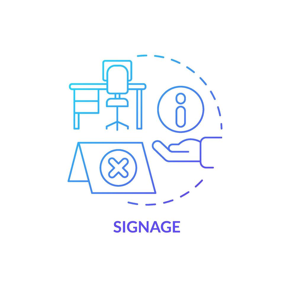 Signage blue gradient concept icon. Aware of telework days. Schedule. Work location and schedule abstract idea thin line illustration. Isolated outline drawing. vector