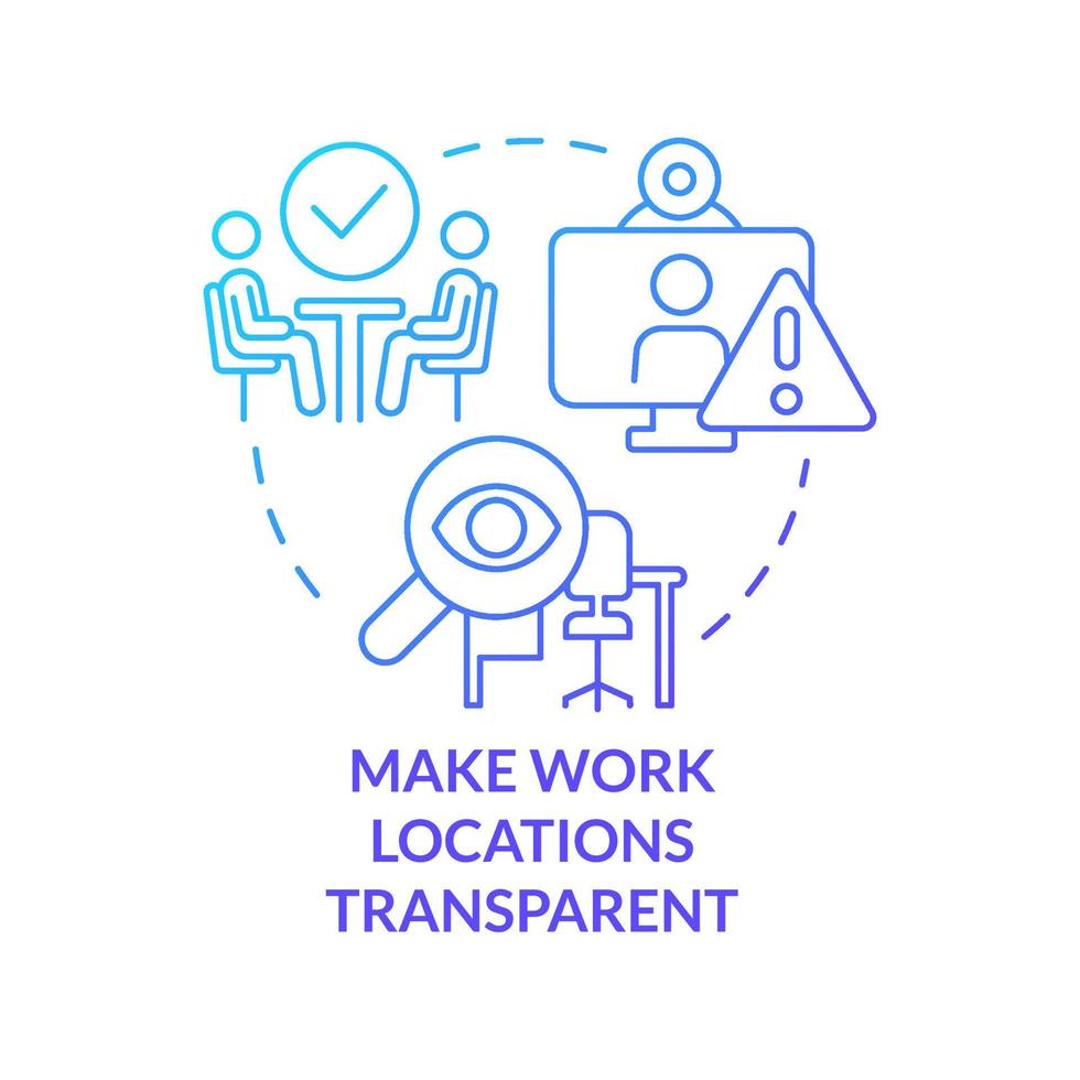 Make work locations transparent blue gradient concept icon. Meeting. Creating hybrid environment abstract idea thin line illustration. Isolated outline drawing. vector