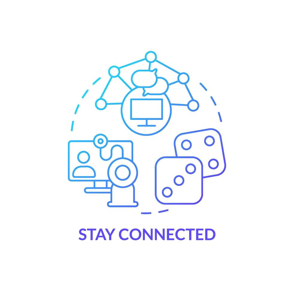 Stay connected blue gradient concept icon. Communication in team. Remote work productivity tip abstract idea thin line illustration. Isolated outline drawing. vector