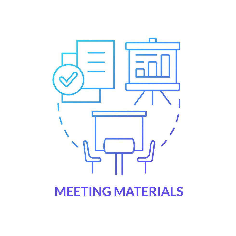 Meeting materials blue gradient concept icon. Presentation supplies. Performance. Conference norm abstract idea thin line illustration. Isolated outline drawing. vector