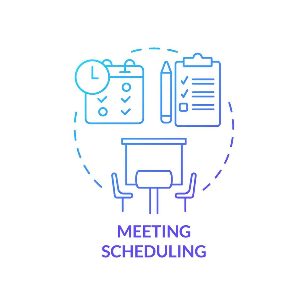 Meeting scheduling blue gradient concept icon. Work planning. Establishing. Business conference norm abstract idea thin line illustration. Isolated outline drawing. vector