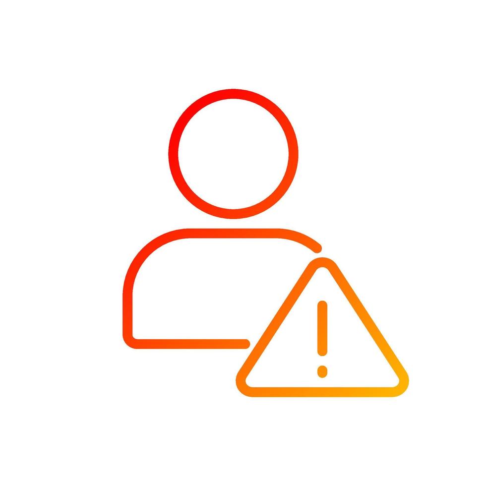 Unknown user warning pixel perfect gradient linear vector icon. Unidentified internet user. Access denied. Thin line color symbol. Modern style pictogram. Vector isolated outline drawing
