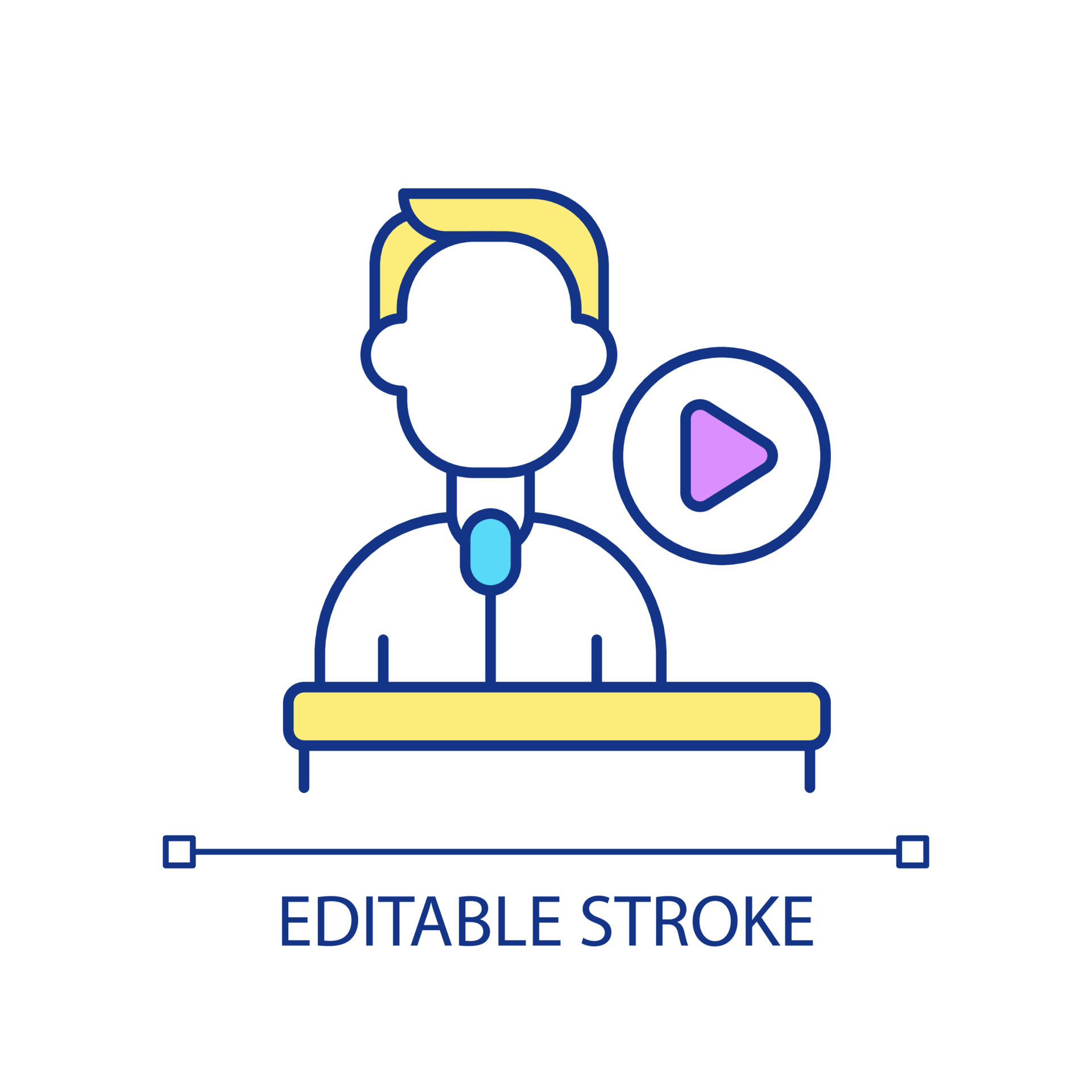 Motivational speaker video course RGB color icon. Oral communication