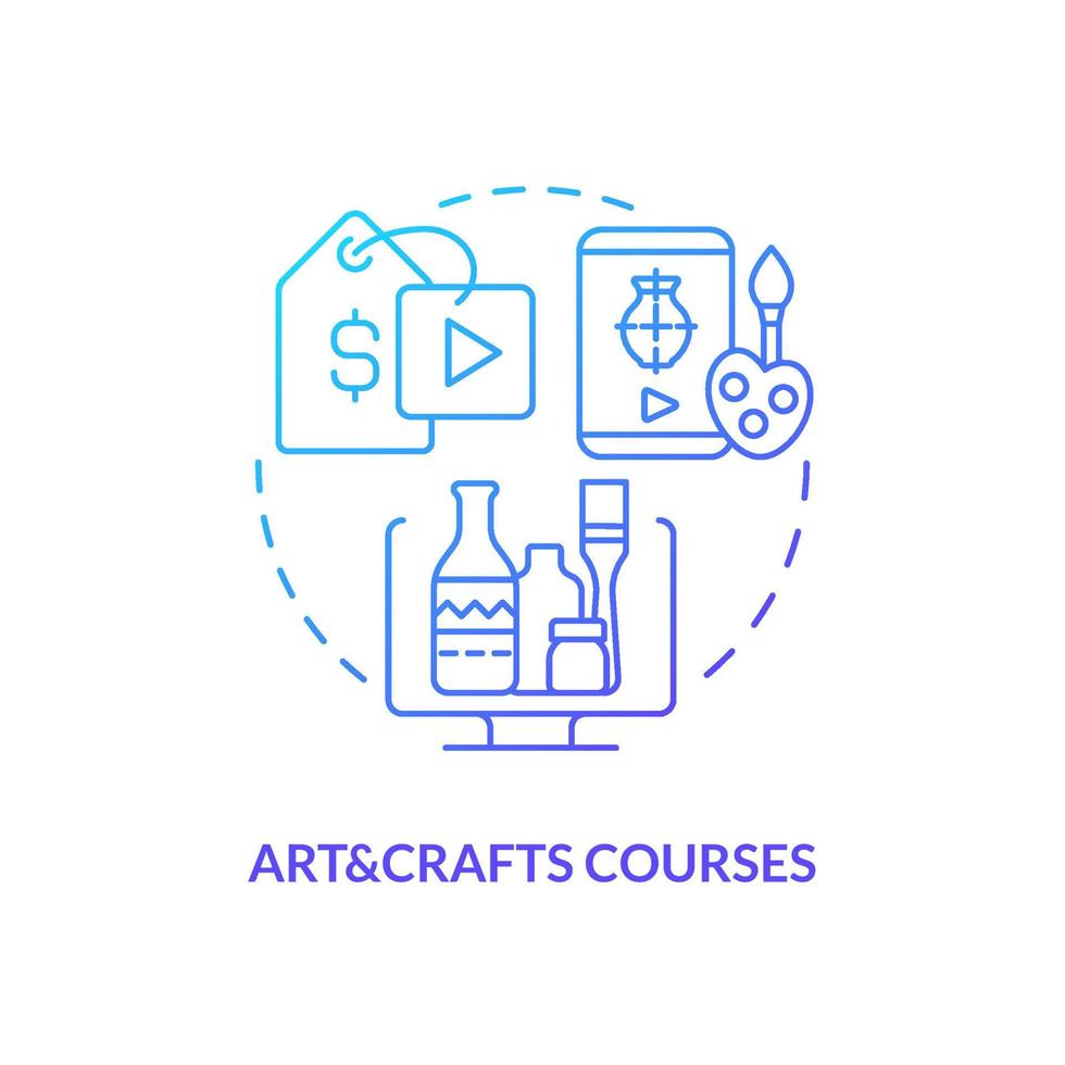 Art and crafts courses blue gradient concept icon. Virtual workshops. Online education idea abstract idea thin line illustration. Isolated outline drawing. vector